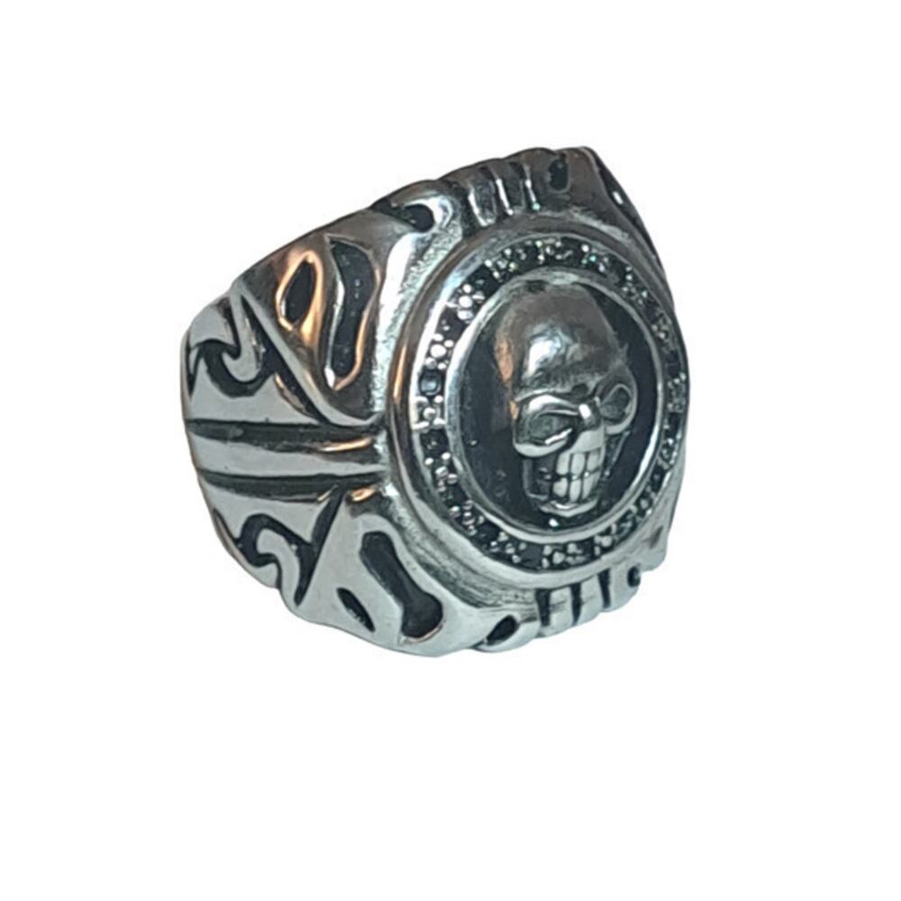 mens 316L stainless steel skull biker ring size‎ 12